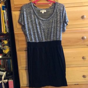 Sheer silver pencil skirt pull-over dress